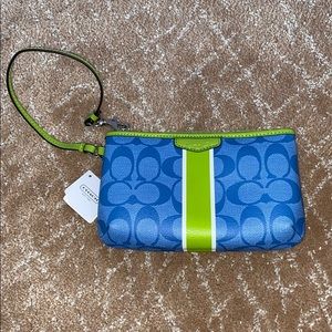 NWT Exclusive Blue & Green Coach Wristlet
